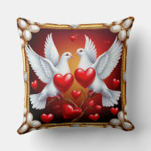 Liefdevolle witte duiven omlijst met harten kussen (Achterkant)