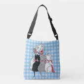 Liefdevolle witte moederkat met drie Kittens pllai Crossbody Tas (Voorkant)