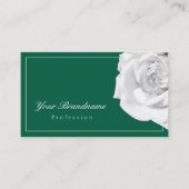 Liefdevolle Witte Roos op Groen Eenvoudig en Aange Visitekaartje (Voorkant)