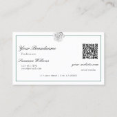 Liefdevolle witte roos op groen met Logo en QR-cod Visitekaartje (Achterkant)