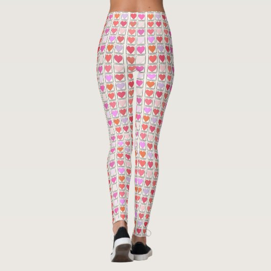 Liefdevolle witte Valentijnse liefde Patroon Leggings (Achterkant)
