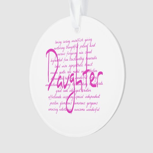 Liefdevolle woorden voor dochter ornament (voorkant)