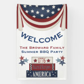 Liefdevolle Zomer BBQ Welkomstbanner  Spandoek (Verticaal)