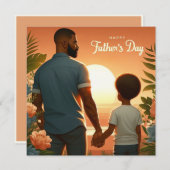 Liefdevolle zonsondergang Omarm Etnische Vader & Z Feestdagenkaart (Voorkant / Achterkant)