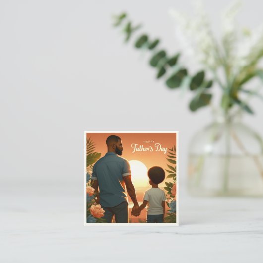 Liefdevolle zonsondergang Omarm Etnische Vader & Z Informatiekaartje (Staand voorkant)