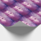 Liefdevolle zwanen vorm hart Paarse roze gepersona Cadeaupapier (Hoek)
