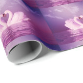 Liefdevolle zwanen vorm hart Paarse roze gepersona Cadeaupapier (Rol Hoek)