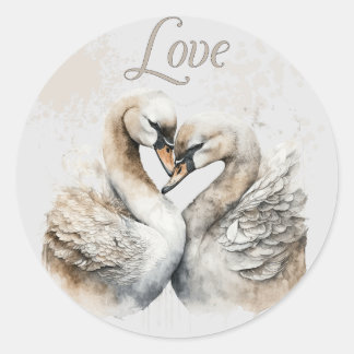Liefdezwanen ronde sticker