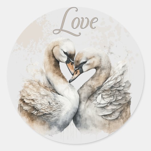 Liefdezwanen  ronde sticker (Voorkant)