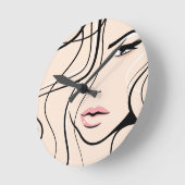 Liefelijk blozend roze vrouwengezicht ronde klok (Hoek)