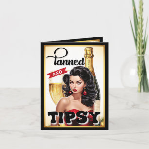 Liefelijke gebruinde en aangeschoten Pin-up Bedankkaart