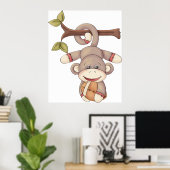 Liefhangende aap met voetbal poster (Thuiskantoor)