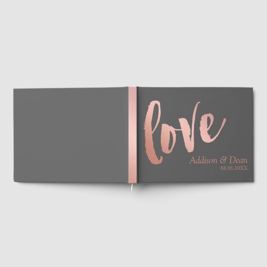 liefhebben | Roos Gold Brush Script Wedding Gastenboek (Volledig)