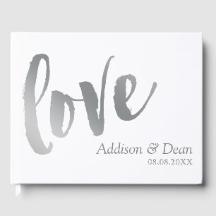 liefhebben   Silver Brush Script Wedding Gastenboek