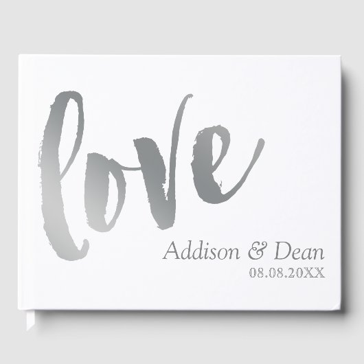 liefhebben | Silver Brush Script Wedding Gastenboek (Voorkant)