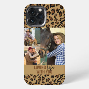 Liefhebben van het Leven met Je Luipaardprint 3 Fo iPhone 13 Pro Max Hoesje
