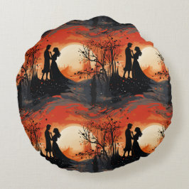 Liefhebbend Paar Rond Kussen