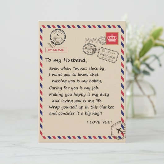 Liefhebbende echtgenoot | Brief aan mijn man ik ho Kaart (Staand voorkant)