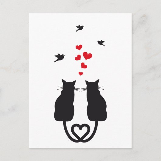 liefhebbende katten en vogels briefkaart (Voorkant)