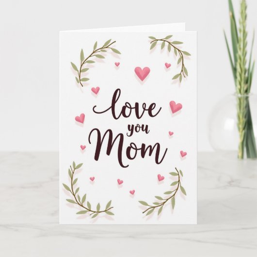 Liefhebbende Moeder Maroon Script Kaart (Voorkant)