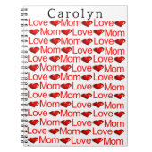 Liefhebbende Moeder Rood Hartjes Notitieboek (Voorkant)