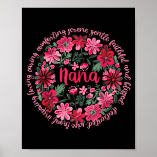 Liefhebbende nana boho bloemrijke stijl gelukkige poster