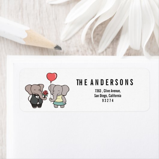 liefhebbende olifant etiket (Insitu)