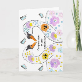 Liefhebbende zwanen Gefeliciteerd met jullie trouw Kaart