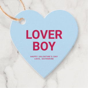 Liefhebber jongen blauw hart grappig schattig Vale Bedankjes Labels