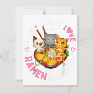 Liefhebber van Anime en Ramen Japanse Noedels Neko Kaart