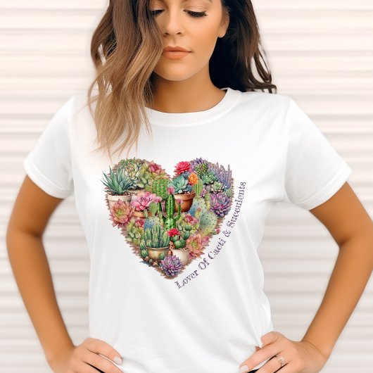 Liefhebber van cactussen en vetplanten in een hart t-shirt