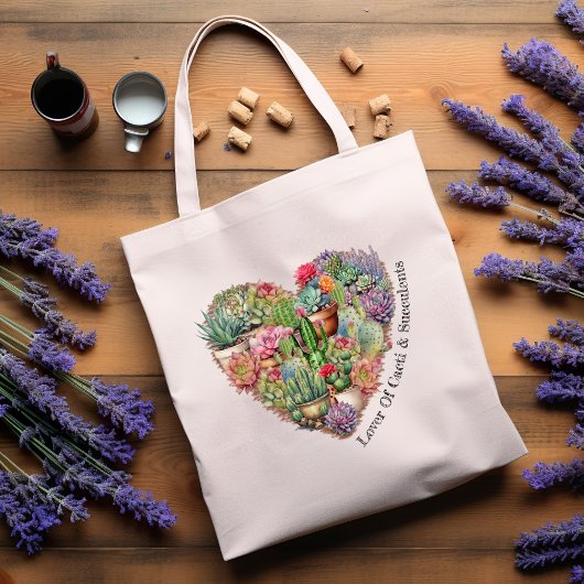 Liefhebber van cactussen en vetplanten in een hart tote bag