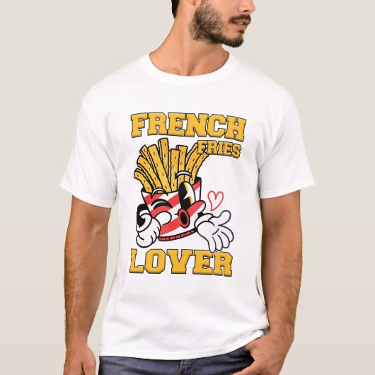 Liefhebber van Franse friet Mannen Wit T-shirt (Voorkant)
