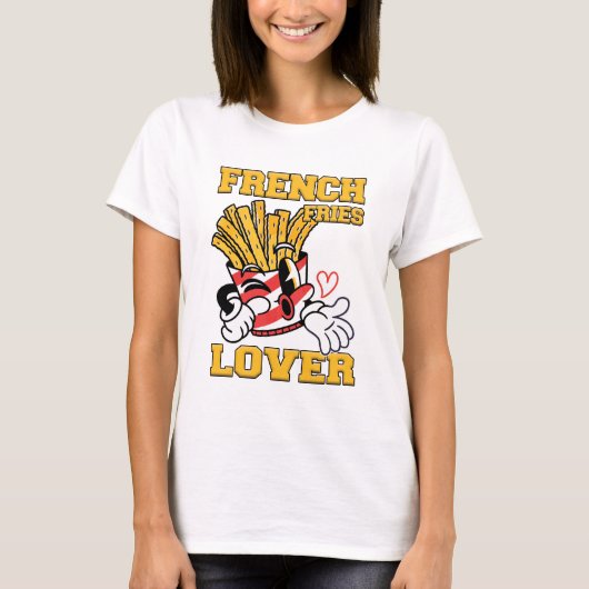 Liefhebber van frieten vrouwen wit t-shirt (Voorkant)