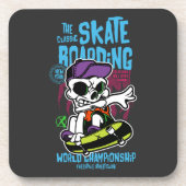 Liefhebber van het skateboarden | Schedel met Pet  Bier Onderzetter (Voorkant)