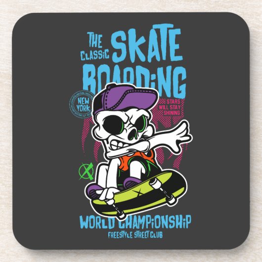 Liefhebber van het skateboarden | Schedel met Pet  Bier Onderzetter (Voorkant)