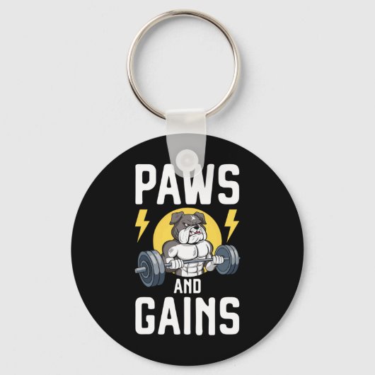 Liefhebber van honden Bodybuilder Fitness Workout Sleutelhanger (Voorkant)