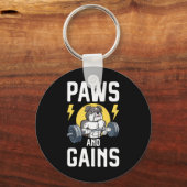 Liefhebber van honden Bodybuilder Fitness Workout Sleutelhanger (Voorkant)