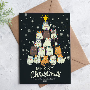 Liefhebber van kattenbomen Kerstmis plat cadeau Feestdagenkaart