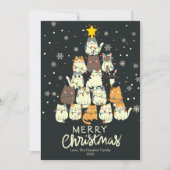 Liefhebber van kattenboomhuisjes Kerstmis plat cad Feestdagenkaart (Voorkant)