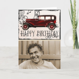 Liefhebber van Oldtimers Gelukkige verjaardag Ou Kaart