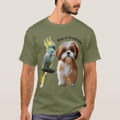 Liefhebber van Shih Tzu Dog en Cockatoo Bird URM T-shirt (Voorkant)
