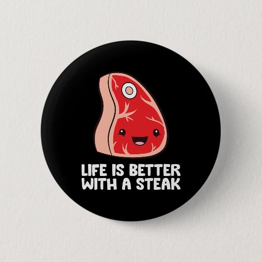 Liefhebber van steak BBQ-grillvlees Leven is beter Ronde Button 5,7 Cm (Voorkant)