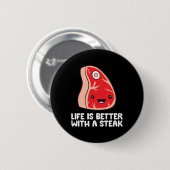 Liefhebber van steak BBQ-grillvlees Leven is beter Ronde Button 5,7 Cm (Voorkant /achterkant)