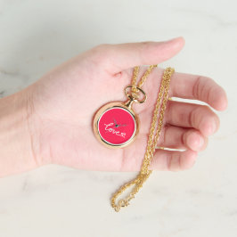 Liefhebber van witte tekst op roze horloge