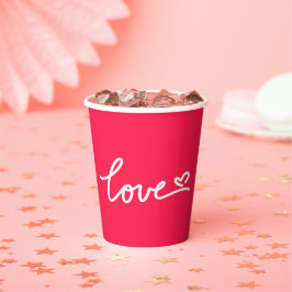 Liefhebber van witte tekst op roze papieren bekers
