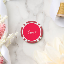 Liefhebber van witte tekst op roze poker chips