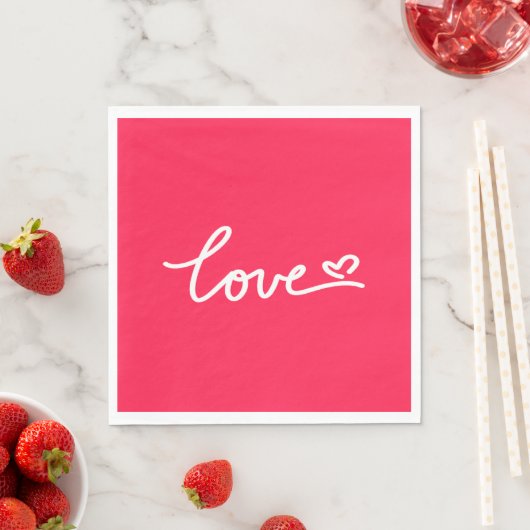 Liefhebber van witte tekst op roze servet (Insitu)