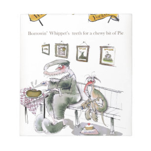 liefhebber van yorkshire die tanden leent notitieblok