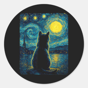 Liefhebber van zwarte katten Sterrennacht Vincent Ronde Sticker